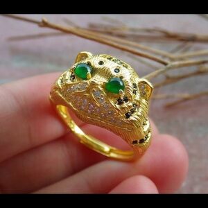 Sterling silver 925 rings Tiger 8.25 jadeite jade certificate